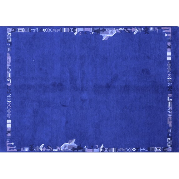 Ahgly Company Indoor Rectangle Abstract Blue Modern Area Rugs, 8' x 10'