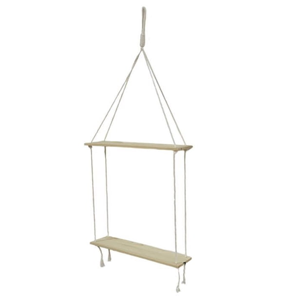 Estante para colgar en la pared de macramé, estantes de pared con cuerda tejida hecha a mano, para cocina, baño, almacenamiento en el hogar, estante flotante de pared para plantas de interior