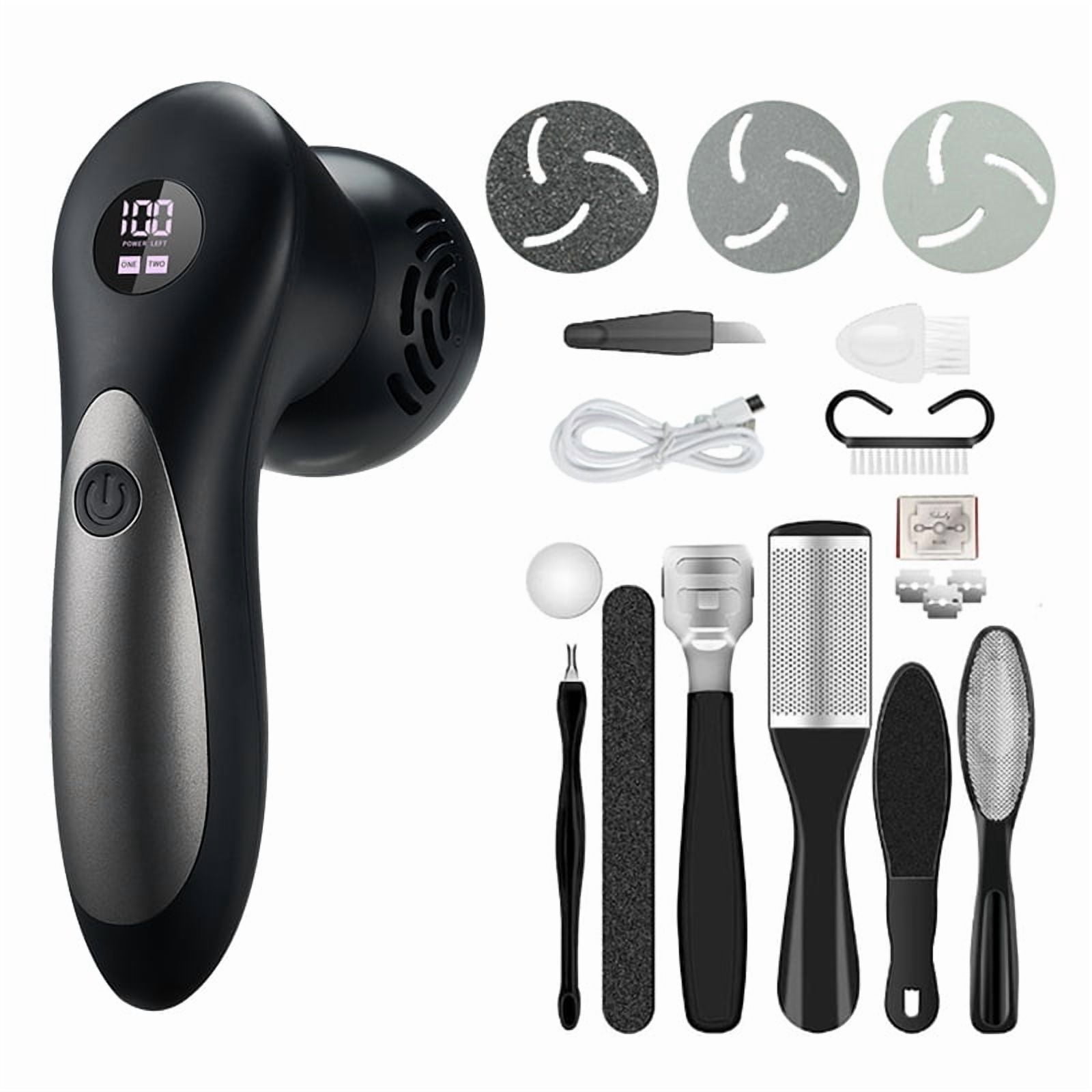 Callus trimmer, foot care, electric foot grinder, pedicure device, intelligent digital display and dual-speed adjustment, easy to clean and washable.
