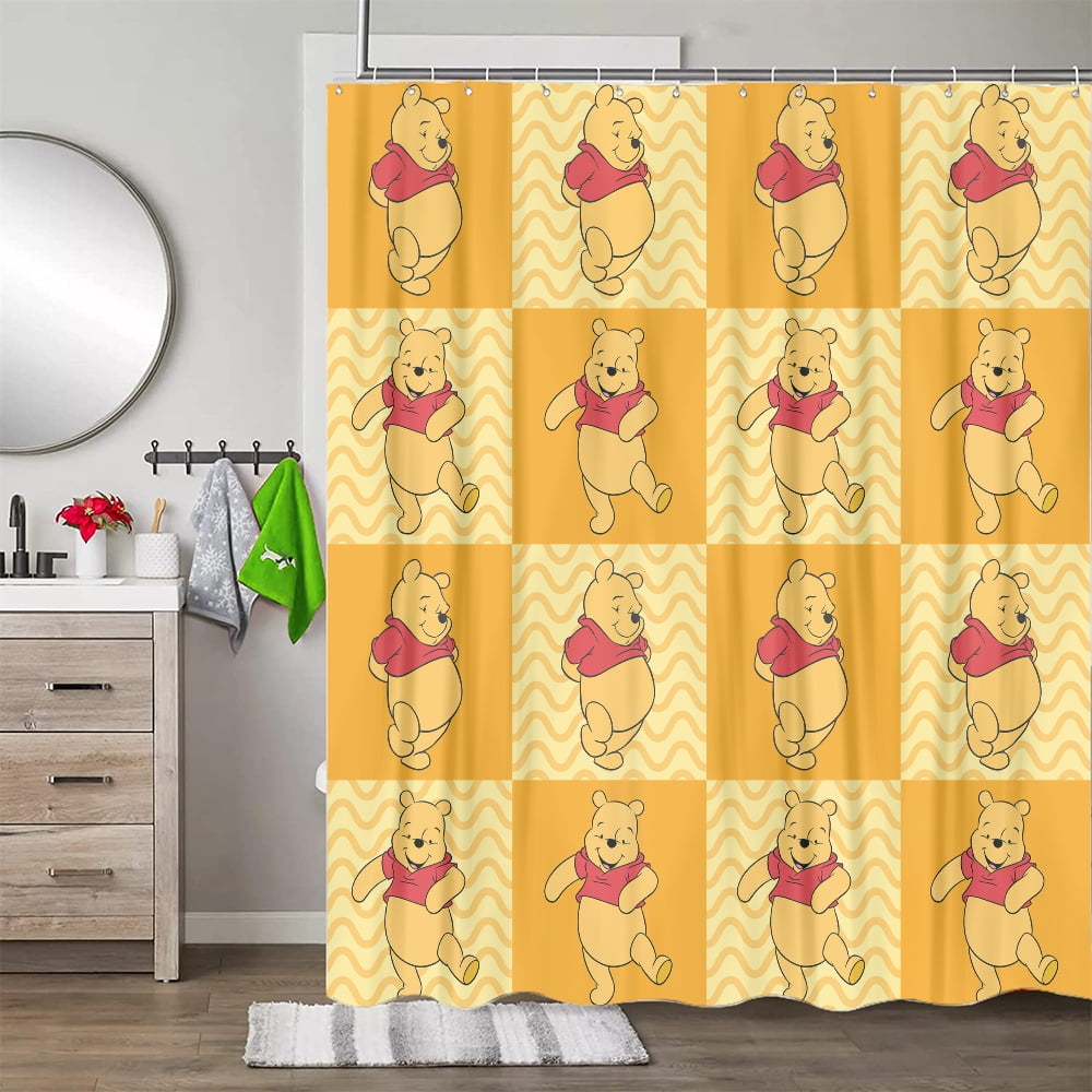 Winnie the Pooh Waterproof Shower Curtain Design Bathroom Decor Set