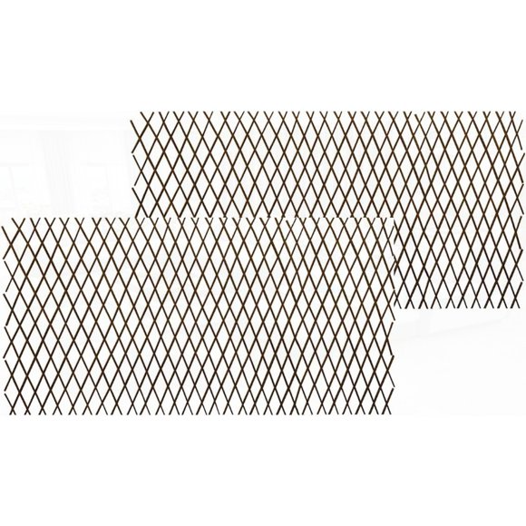 HLONK Natural Latti Expandable Willow Trellis Fen - 2-Panel Outdoor Garden Wall with Adjustable Height (11-22 Inch) & Length (47-120 Inch) | Sturdy Willow Wood Construction Easy Assembly