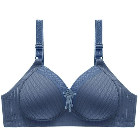 

Hfyihgf Bras for Women No Underwire Nopadded Full Coverage Bra Cotton Comfortable Push Up Lace Floral Everyday Bras Blue M