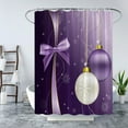 Christmas Ball Shower Curtain Purple Golden Xmas Balls Ribbon Snowflake