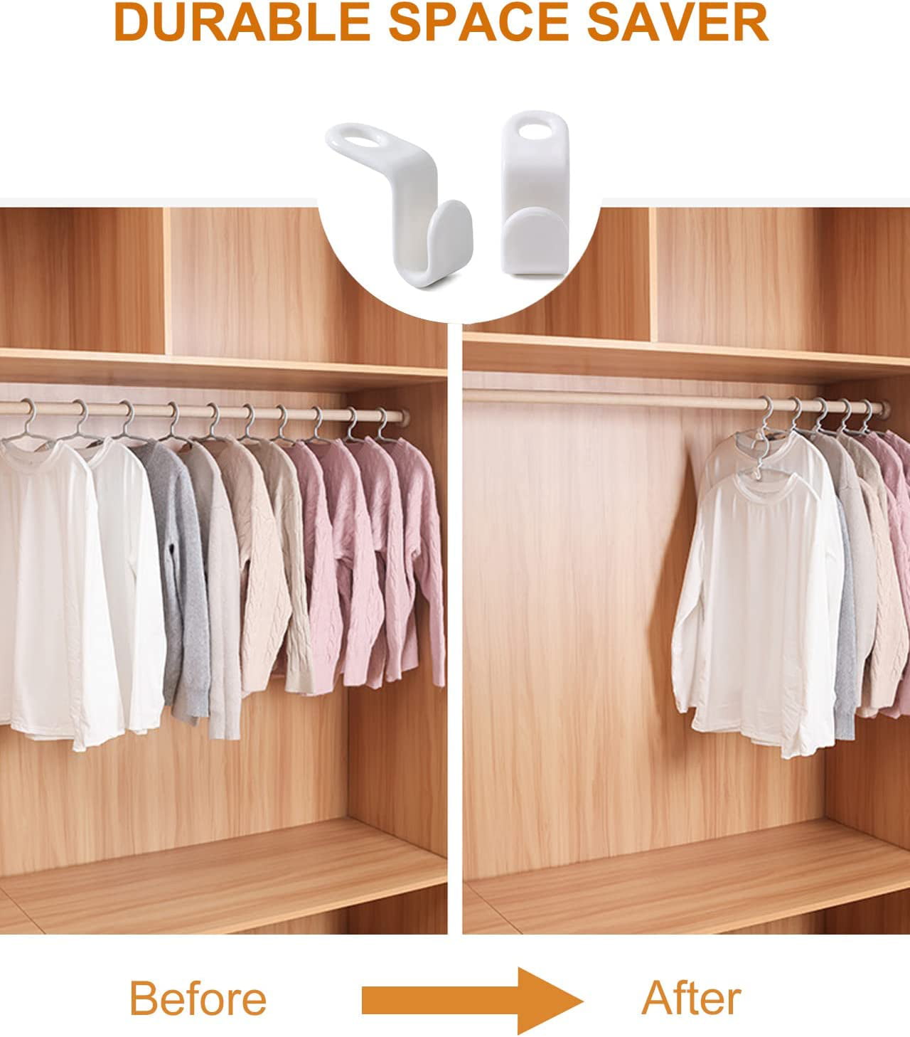Wesiti 100 Pcs Gold Hangers Cloth Space Savers Hanger Set Include 50 Strong  Metal Wire 17.7 In Clothes Hangers with 50 Hanger Connector Extender Hook