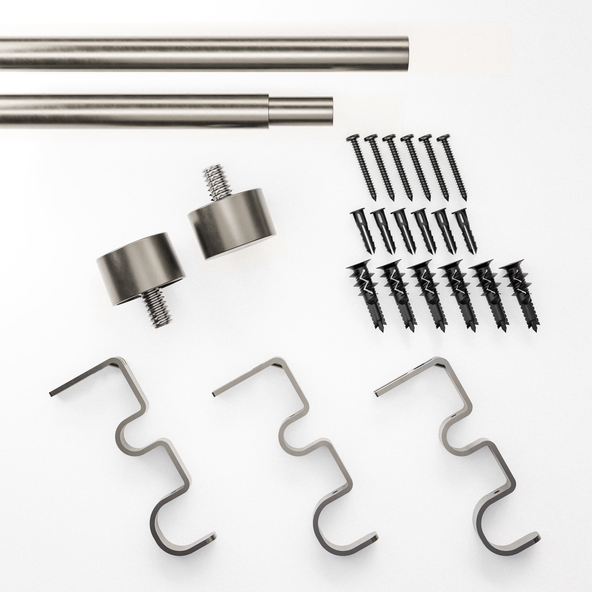 (2 pack) Better Homes & Gardens 5/8 in Add-On Curtain Rod Kit, Plated Pewter, Adjustable 32-120 in