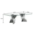 thumbnail image 6 of 51" Glass Coffee Table with Rectangular Tempered Glass Top & Flash-Shaped Irregular Stainless Steel Base, Central Table, Cocktail Table, Tea Table for Living Room, Office., 6 of 6