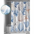 thumbnail image 4 of Ocean Coastal Waterproof Fabric Shower Curtain, Blue Coral Shell Starfish Beach Summer Shower Curtain for Bathroom Curtains Bathtubs Hotel Washable Shower Curtains with 12 Hooks Long 72x78in, 4 of 6