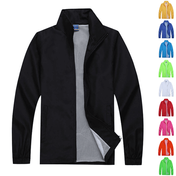 cocolona Mens Casual Sports Jacket Fall Winter Lightweight Full Zip Windbreaker Mesh Lined Coat Fashion Solid Outwear