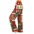 thumbnail image 2 of WTOBBY Women's Christmas Print Pajama Bottoms, Soft and Comfortable Fleece-Lined Pants for Casual Home Wear, Holiday Designs for Cozy Sleepwear,Wine 2XL, 2 of 5