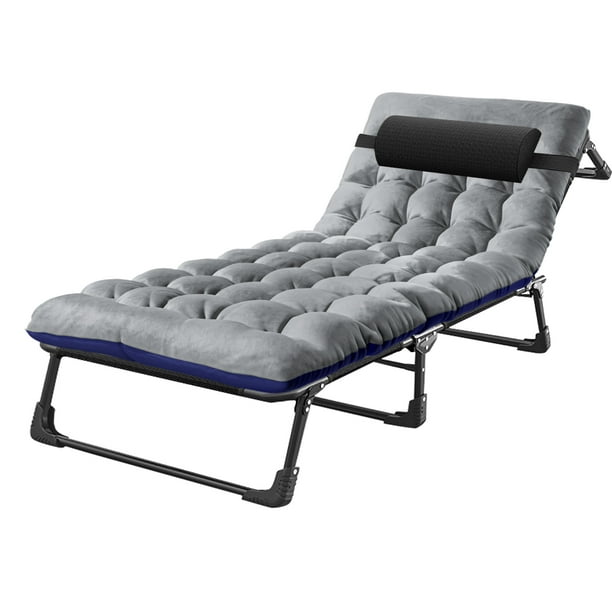MOPHOTO Folding Camping Cot, Adjustable 4Position Adult Reclining Folding Bed, Outdoor Patio