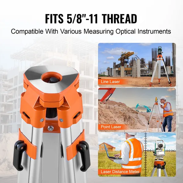 Heavy Duty Laser Level Tripod Stand 5/8-11 Thread Mount 16.53-65.55 Inch Height Adjustment Retractable Legs Non Skid Feet for Construction Survey Scanner