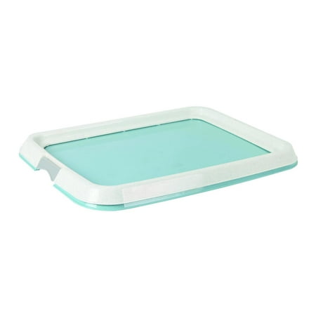 IRIS USA Pee Pad Holder  Fits 17 x24  or Larger  Medium  Puppy Dog Pad Hoder  Secured Latches  Non-Skid Rubber Feet  High Polish Finish for Easy Cleaning  Leak Protection  Dog Potty Tray  Blue