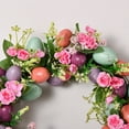 thumbnail image 5 of 15.7 Inch Spring Easter Wreath with Eggs and Flowers - Artificial Flower Wreath for Front Door Decor, Easter Summer Farmhouse Holiday Wall, Home Window, and Indoor Outdoor Display (Pink), 5 of 9