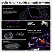 FRP GMB100 Mini Bike Upgraded Frame Roller Frame, No Engine—Tires, Hydraulic Brake, Seat, Fuel System & Wiring, DIY Bolt-On 79/98/196/212/225cc – Purple