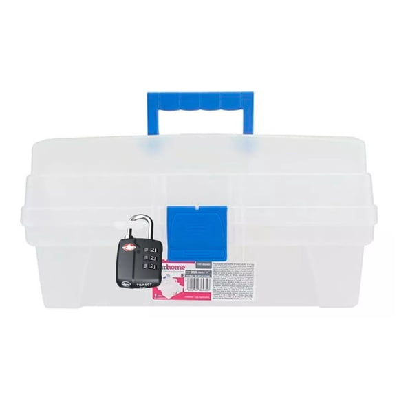 Caja Multiusos Santul Transparente/Azul con Candado DE Combinación