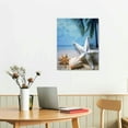 thumbnail image 3 of COMIO Bathroom Blue Ocean Picture Nursery Canvas Wall Art Palm Tree Coastal Conch Seashell Painting Starfish Modern Artwork for Bedroom Living Room Home Office Wall Decor, 3 of 5