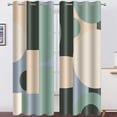 thumbnail image 3 of Abstract Blackout Curtains Sage Green Beige Modern Geometric Circles Curtain Mid Century Green Blue Minimalist Aesthetic Vintage Grommets Window Drapes 53"W x 84"L (Pack of 2), 3 of 6