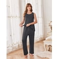 thumbnail image 4 of Ekouaer Maternity Nursing Robe Set 3 Pieces Sleeveless Top, Pregnancy Pants & Robe Double Layer Pajamas, 4 of 6
