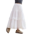 thumbnail image 5 of Tfken Trendy Skirts For Girls Soft Daily Wear Holiday Elastic Waist Long Tiered Skirts Lace Fashion Lightweight Kids Comfy Clothes Size 4-5 Years, 5 of 6