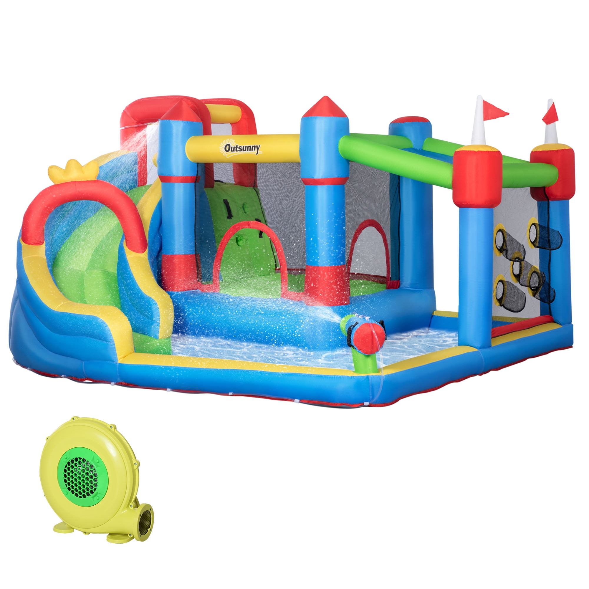 Premium 6 in 1 Inflatable Bounce House Castle for Kids including Air Blower 