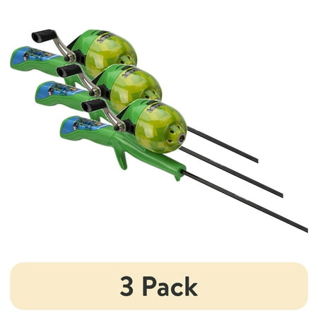 (3 pack) Kid Casters Minecraft Youth Fishing Spincast Fiberglass Combo