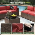 thumbnail image 5 of Aoxun 11 Piece Patio Furniture Set with 44” Fire Pit Table Wicker Rattan Outdoor Sectional Sofa Set with Coffee Table and 4” Thickened Cushions, Red (Waterproof Cover Included), 5 of 8
