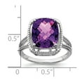 thumbnail image 2 of White Sterling Silver Ring Band Gemstone Amethyst Cushion Purple, 2 of 2