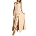 thumbnail image 2 of Wycnly Womens Dresses Party Prom Sexy High Slit Empire Waist Keyhole Long Dresses Fashion Solid Halter Sleeveless Maxi Summer Dress Khaki m, 2 of 7