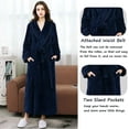 thumbnail image 3 of Women's Plush Fleece Robe with Elastic Waist Design Long Warm Solid Bathrobe Dressing Nightgown, 3 of 5