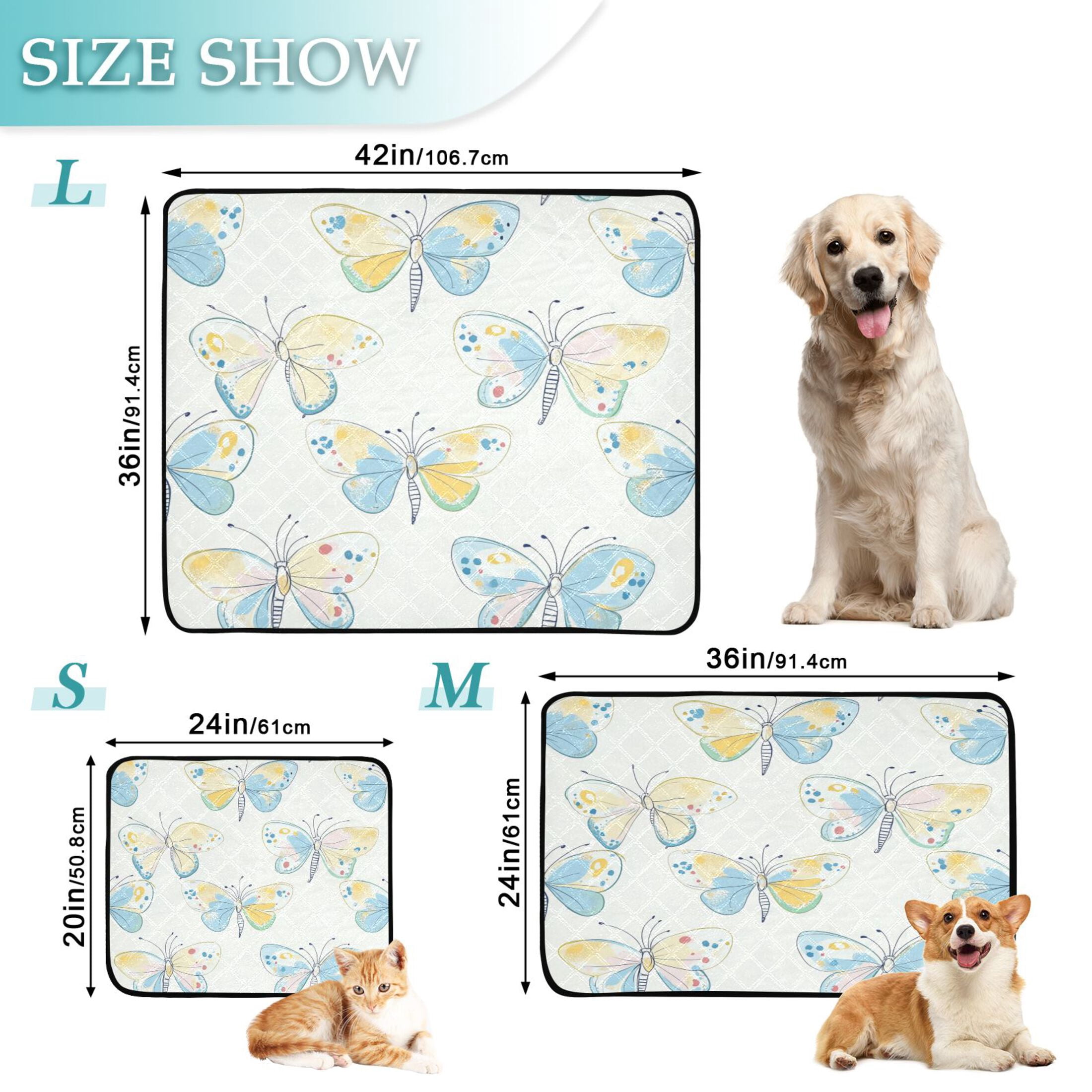 Washable Pet Pee Pads with Super Absorbent Reusable Training Pads for Dogs & Cats Pink and Blue Butterfly
