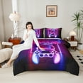 thumbnail image 4 of Homewish Abstract Gamepads 3 Pieces Queen Comforter Set for Teens Boys Girls,Video Game Ultra Soft Bedding Sets,Neon Lights Bedding Comforter Set Breathable,Luxury Bedroom Decor,Reversible, 4 of 8