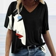 thumbnail image 4 of Women's Figure Graphic Print T-Shirt,Short Sleeve Trendy Blouse 2023 V Neck Casual Tunic Tops Loose Comfy Summer T-shirt, 4 of 5