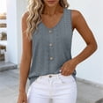 thumbnail image 4 of ClodeEU Women's Crochet Lace V Neck Sleeveless Button Blouse ,Solid Color Casual Tank Top Gray,Women's Plus XL, 4 of 8