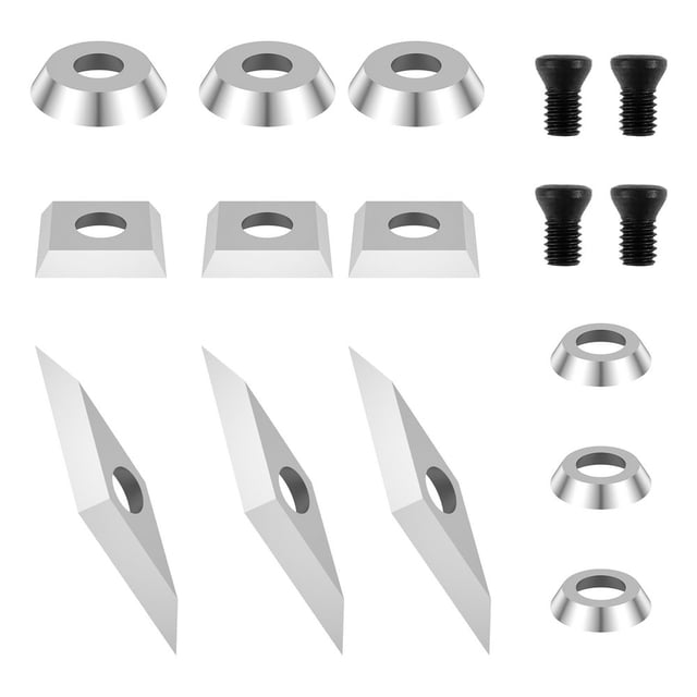 12Pcs Carbide Cutter Insert Set Sharp Carbide Cutter Combination Set with 4 Screws Durable 0.5inch /0.43inch Square/1.2inch Rhombus Shape Cutter for Woodworking