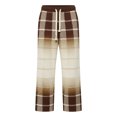 thumbnail image 4 of Mens Straight Leg Sweatpants Elastic Waist Drawstring Print Waffle Trousers Stylish Casual Loose Pants With Pockets (S, Brown), 4 of 4