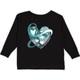thumbnail image 3 of Inktastic Cervical Cancer Awareness Teal and White Ribbon Around Heart Boys or Girls Long Sleeve Toddler T-Shirt, 3 of 5