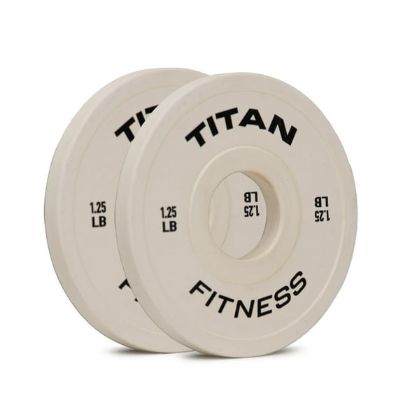Titan Fitness 1.25 LB Change Plate Set, White Color-Coded, Fit Standard Olympic Barbells, Steel Plates with Rubber-Coated Matte Finish, 51MM Collar Opening