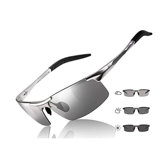 Mens Photochromic Sunglasses Day & Night Driving Z87 Sun Glasses Polarized UV400 Protection Safety Glasses