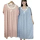 thumbnail image 5 of Camisón de verano para mujeres de mediana edad, vestido de dormir con estampado de encaje de talla grande, falda larga informal de dibujos animados, vestido de mamá de talla grande, 5 of 5