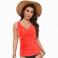 thumbnail image 6 of HCNTES Womens Plus Size Tankini Tops Built-in Bra Bathing Suit Tops Casual Loose Blouson Swimsuits Tops(Watermelon Red,L), 6 of 9