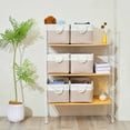 thumbnail image 5 of 11 x 11 Inch Storage Cubes, 6 Pack Large Collapsible Fabric Storage Bin, White&Beige, 5 of 5