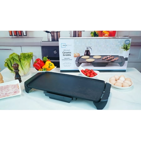 Mainstays 20” Electric Griddle - Non-Stick, Temperature Control,1500 W,Ceramic Coating NEEDS CLEANING/ MAY HAVE MISSING ACCESSORIES