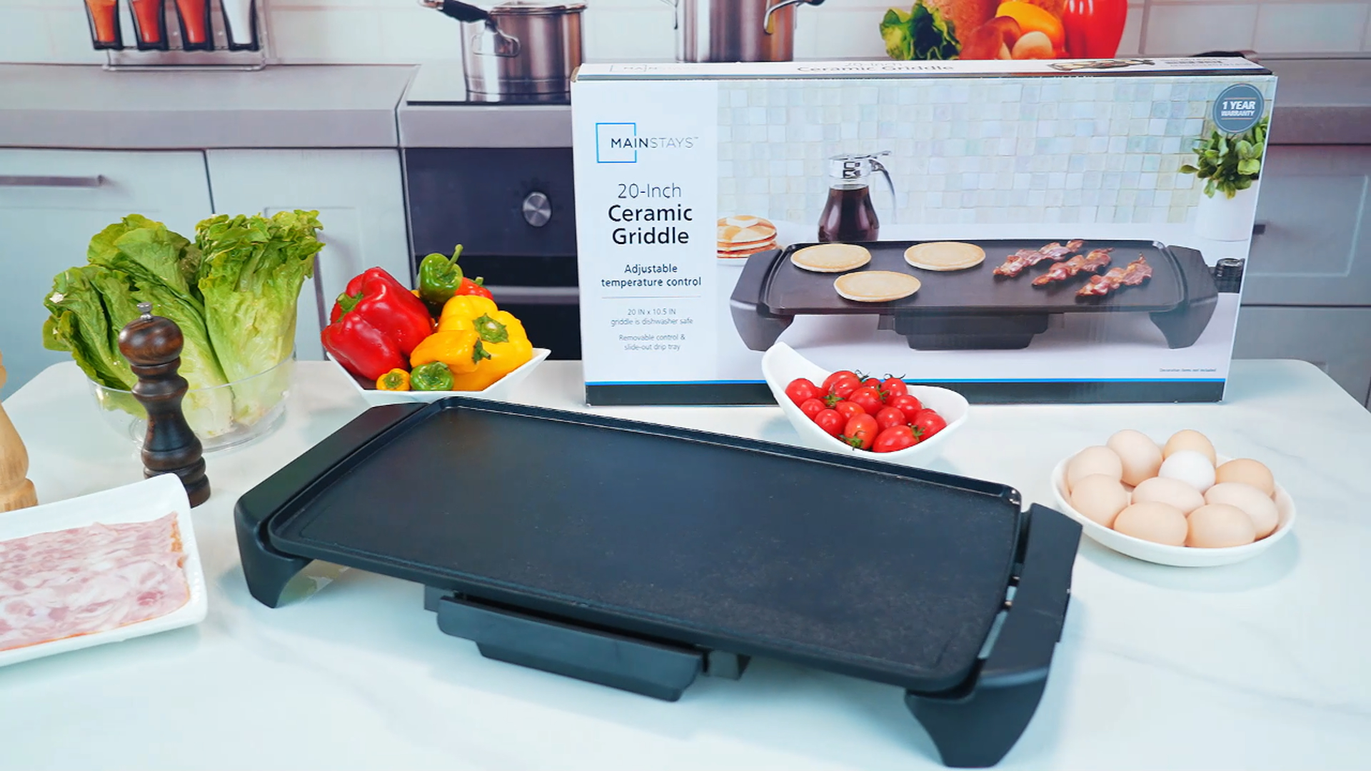 Mainstays 20-Inch Electric Griddle Non-Stick Black photo 6