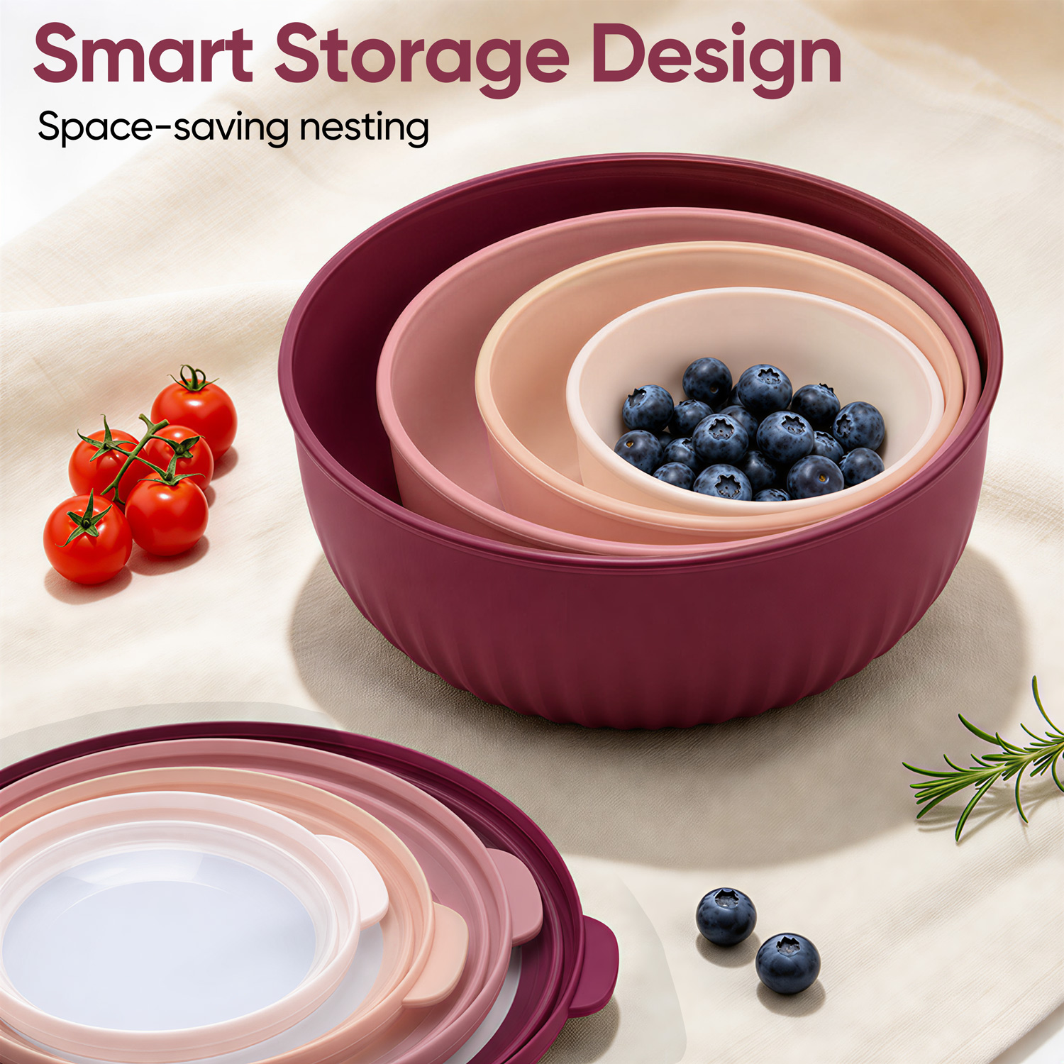 Walchoice 4-Piece Prep Bowls with Airtight Lids, Red photo 7