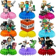 9 pcs Minecraft Game Party Decorations Accessories Minecraft Game Cupcakes Table Centerpiece for Minecraft Game Birthday Baby Shower Party Accessories