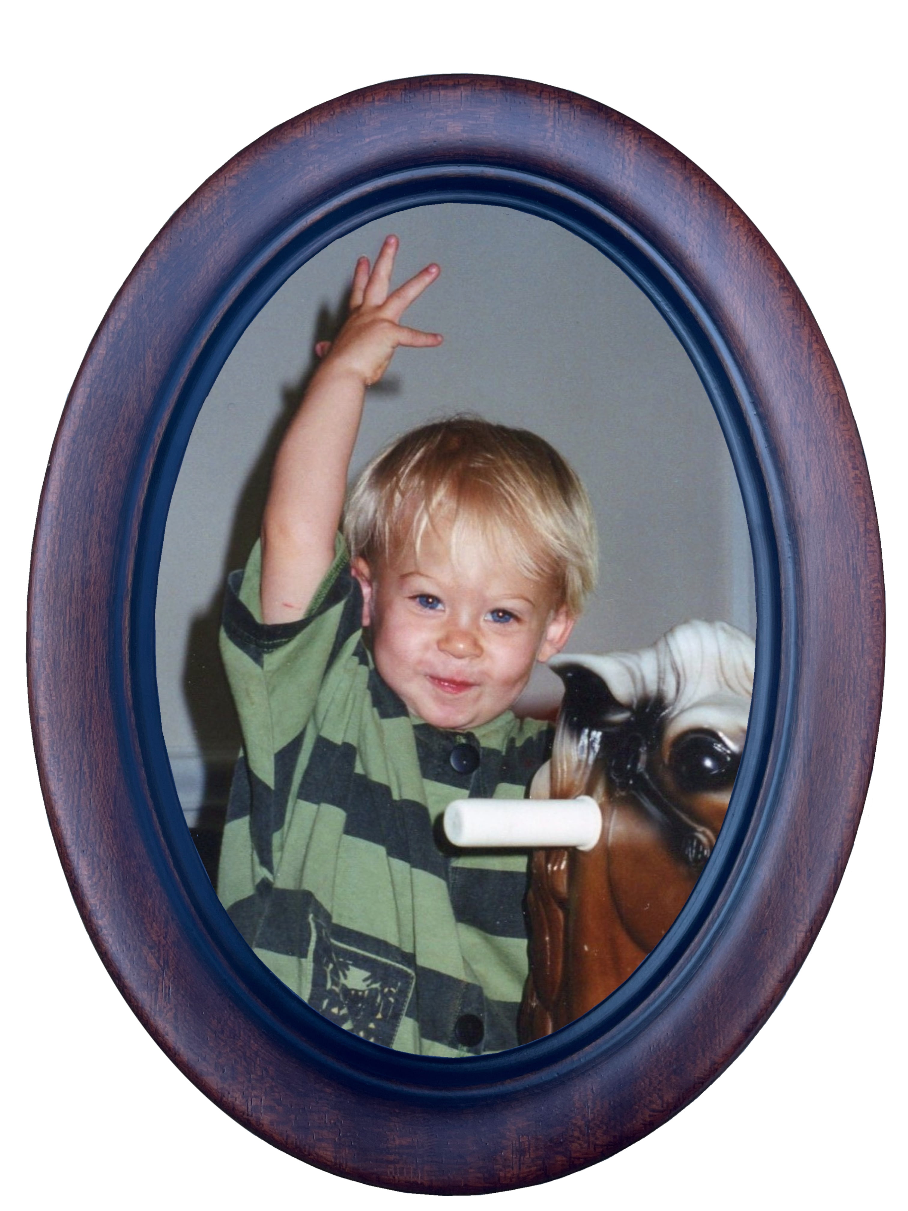 WallWorks Classic Oval Silhouette Picture Frame 5X7 - Hand Made Solid Wood Frame - Hand applied two toned walnut stain