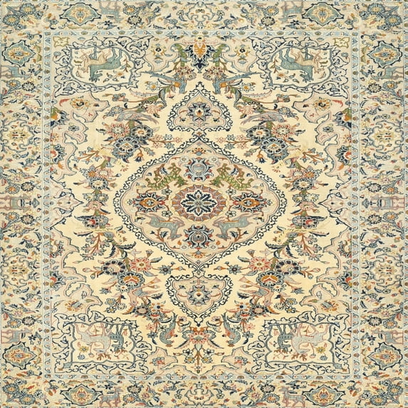 Ahgly Company Machine Washable Indoor Square Traditional Dark Almond Brown Area Rugs, 3' Square