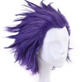 thumbnail image 2 of Gorro para el pelo + peluca de Cosplay púrpura ondulada corta, pelo sintético, pelucas de Anime, peluca de disfraz para fiesta de Halloween, 2 of 4