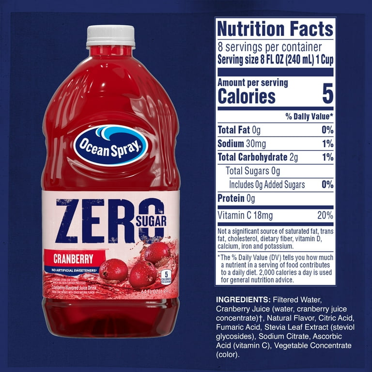Fruit Juice Zero Carb Cranberry Juice Ocean Spray® Diet Cran-Grape