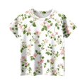 thumbnail image 5 of WTOBBY Toddler Girls Floral Print Short Sleeve T-Shirt Top - Casual Kids Shirt with Round Neck for Summer, School, and Everyday Wear,Beige 100, 5 of 5